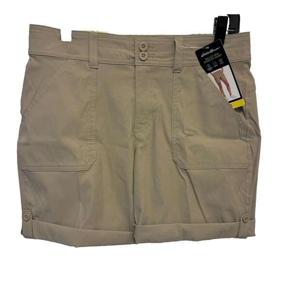 Eddie Bauer Womens Size 6 Brown Shorts Roll Hem Bermuda Lightweight Adjustable - Picture 1 of 11